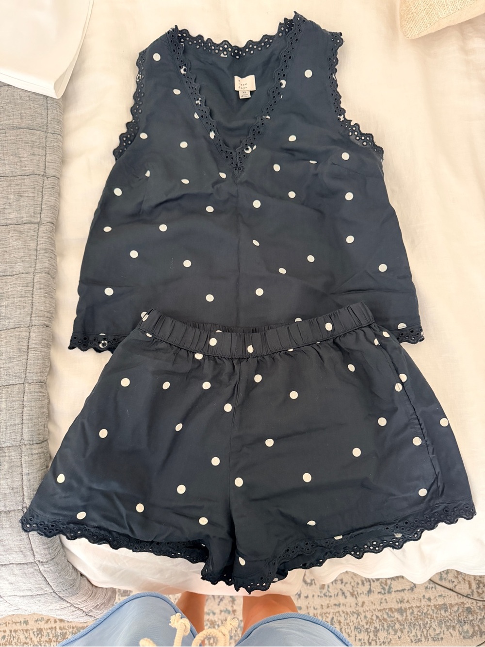 a new day Navy Polka Dot High Waist Shorts Set